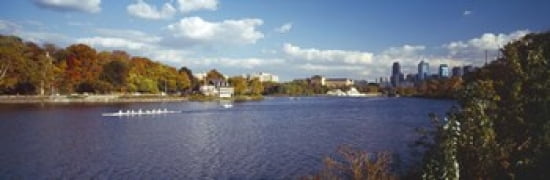Boat in the river Schuylkill River Philadelphia Pennsylvania USA Canvas Art - Panoramic Images (36 x 12)
