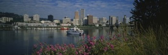 Boat in the sea Portland Oregon USA 1999 Canvas Art - Panoramic Images (36 x 12)
