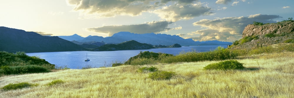 Boat in an inlet paradise Islands of Loreto near Villa Del Palmar Punta El Puertecito Loreto Bay National Marine Park Baja California Sur Mexico Canvas Art - Panoramic Images (36 x 12)