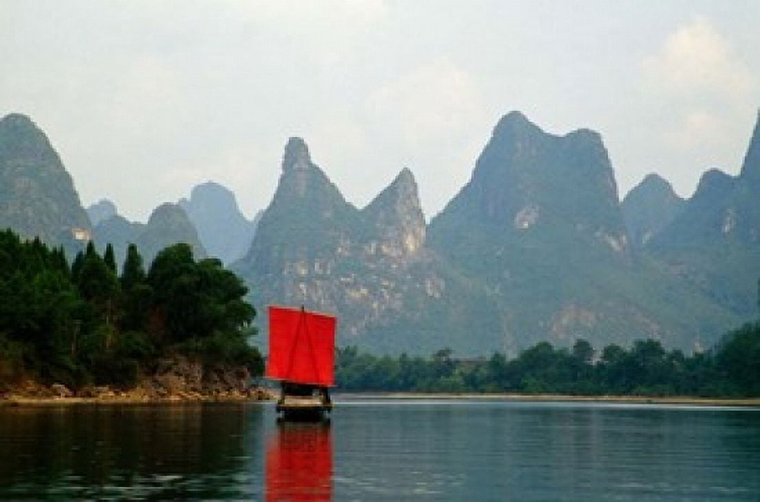 Boat on Li River Guilin China Canvas Art - Panoramic Images (19 x 12)