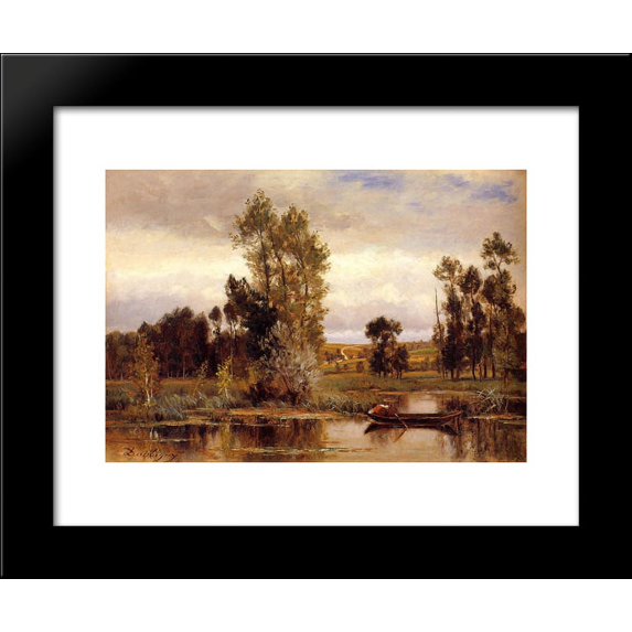 Boat on a Pond 20x24 Framed Art Print by Charles-Francois Daubigny