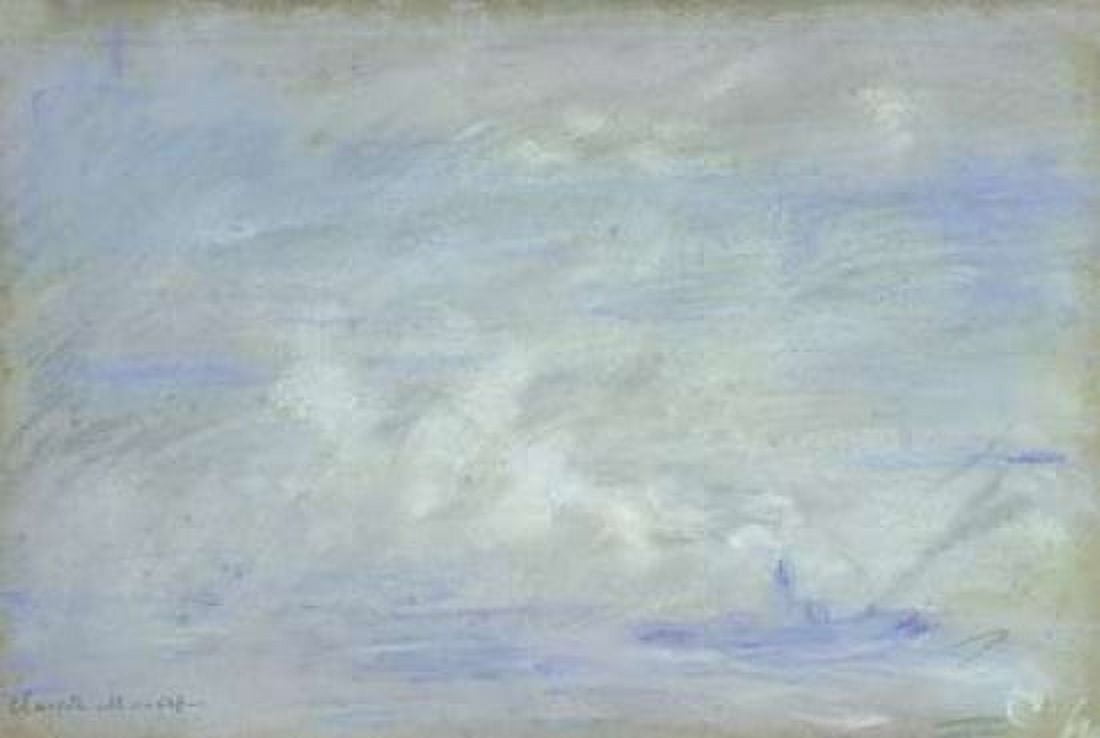 Boat on the Thames Impression of Mist Canvas Art - Claude Monet (24 x 36)