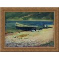 thumbnail image 1 of Boat on the coast 24x18 Gold Ornate Wood Framed Canvas Art by Isaac Levitan, 1 of 2