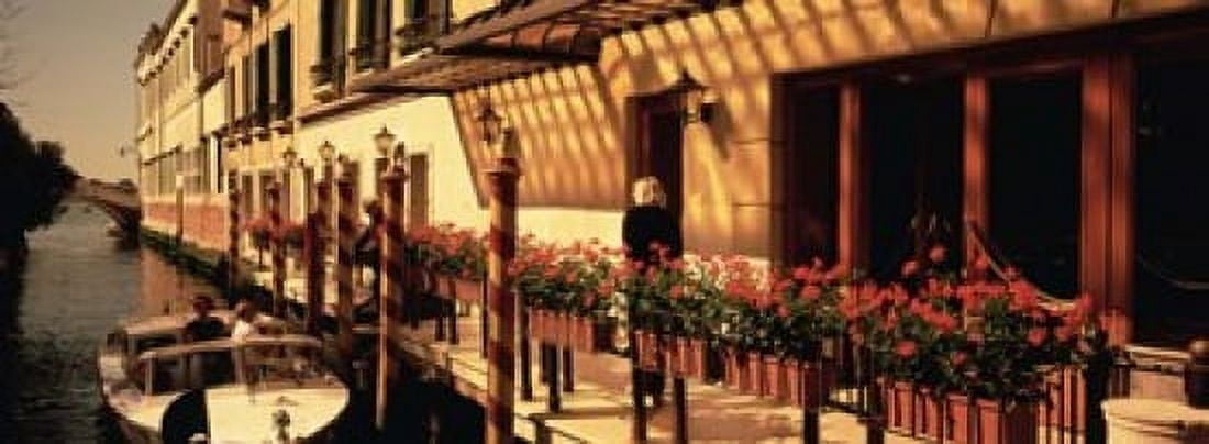 Boat outside of a tourist resort Venice Italy Canvas Art - Panoramic Images (18 x 7)