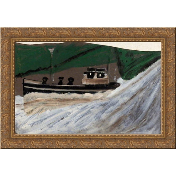 Boat with Figures 24x18 Gold Ornate Wood Framed Canvas Art by Alfred Wallis