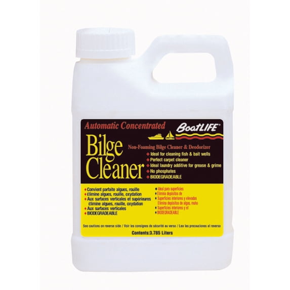 7" White and Black Boating Bilge Cleaner - Quart