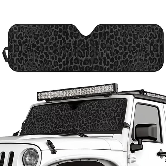 Boatee Black Leopard Car Windshield Sun Shade for 2007-2023 Wrangler Rubicon Sahara TJ JK JKU 2 & 4 Door Funny Sun Shade Car Window 52x16 UV Blocking Automotive Interior Accessories
