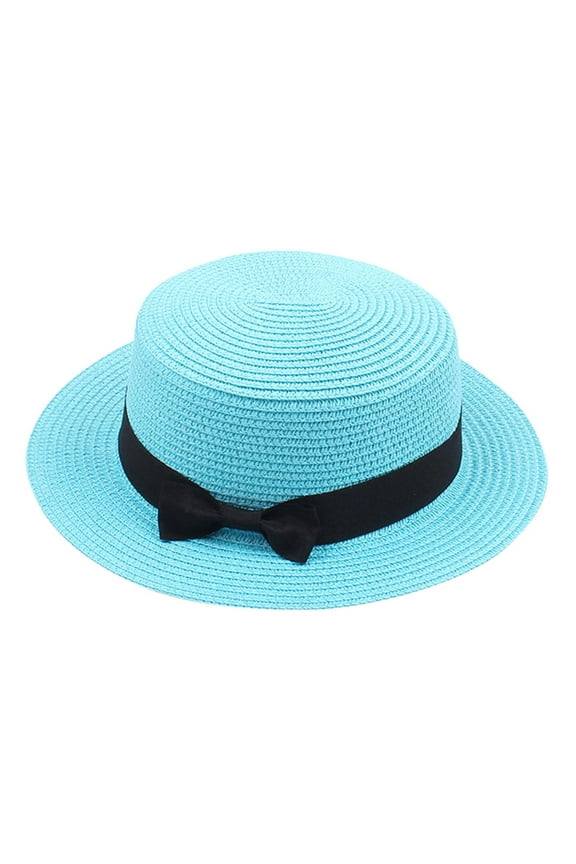 Boater Hat Women, Comdrip Ladies Women's Summer Solid Hat Top Sun Visor Sun Straw Beach Hat Summer Hats for Women Sky Blue One Size