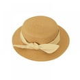 thumbnail image 1 of Boater Hats for Women Little Girl Kids Breathable Summer Hat Foldable Bowknot Wide Brim Floppy Beach Sun Visor Hats Khaki, 1 of 6