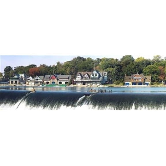 Boathouse Row At The Waterfront Schuylkill River Philadelphia Pennsylvania USA Poster Print, 18 x 7