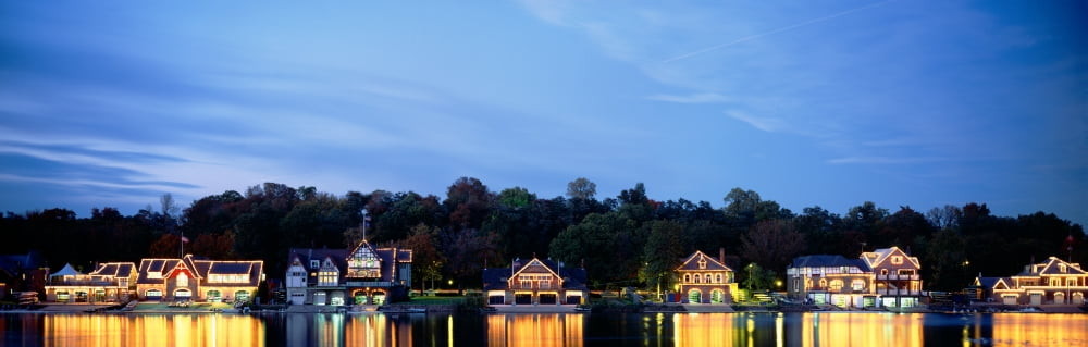 Boathouse Row Philadelphia Pennsylvania USA Canvas Art - Panoramic Images (36 x 12)