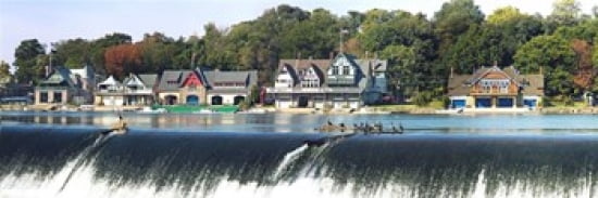 Boathouse Row at the waterfront Schuylkill River Philadelphia Pennsylvania USA Canvas Art - Panoramic Images (18 x 7)
