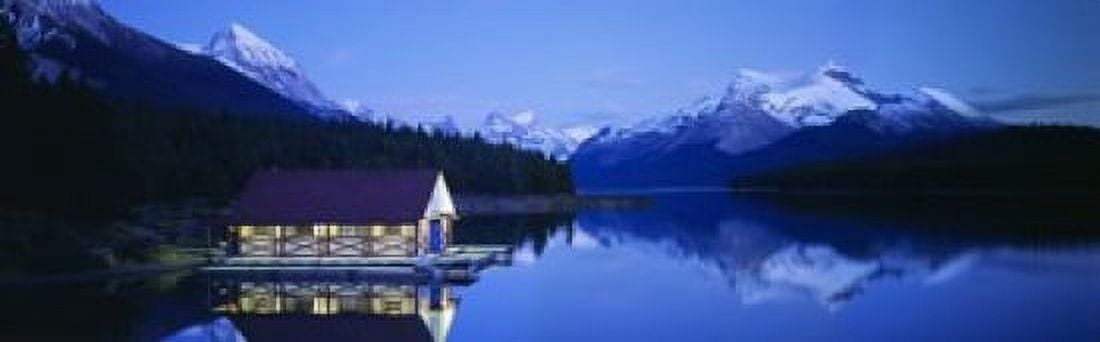 Boathouse at the lakeside Maligne Lake Jasper National Park Alberta Canada Canvas Art - Panoramic Images (18 x 6)
