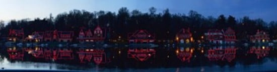 Boathouse at the waterfront Schuylkill River Philadelphia Pennsylvania USA Canvas Art - Panoramic Images (40 x 10)