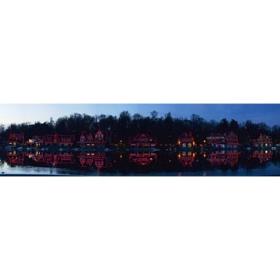 Boathouse at the waterfront Schuylkill River Philadelphia Pennsylvania USA Canvas Art - Panoramic Images (40 x 10)