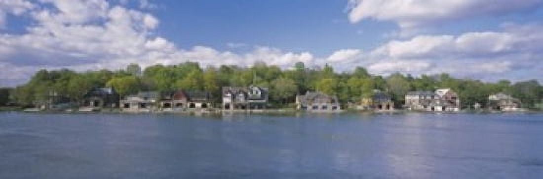 Boathouses near the river Schuylkill River Philadelphia Pennsylvania USA Canvas Art - Panoramic Images (18 x 6)