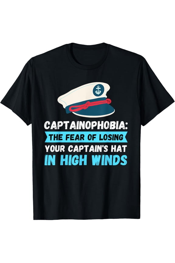 Boating Boat Owner Captainophobia Pontoon Captain Dad T-Shirt