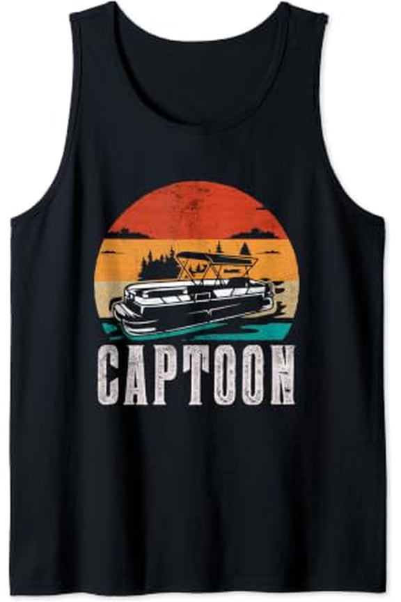 Boating Captoon Pontoon Tritoon Captain Pontoon Boat Tank Top Size S-3XL