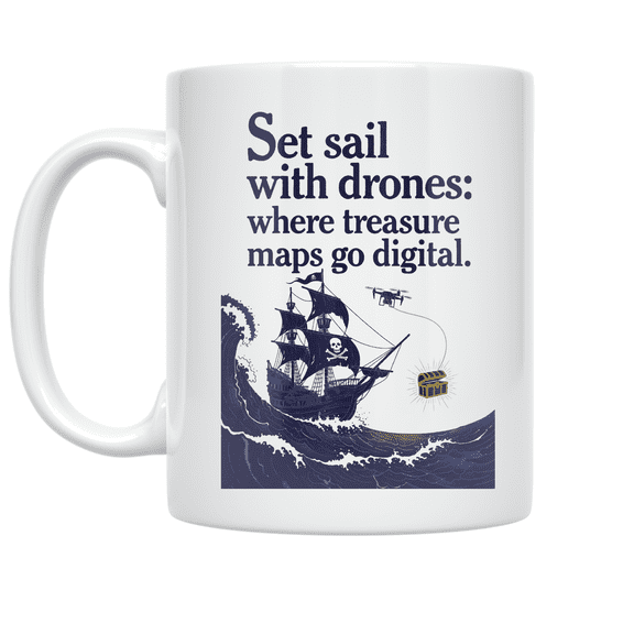 Boating Drone Adventure - Tech-Savvy Explorer - 11 oz Ceramic Coffee Mug