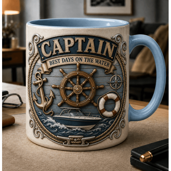 Boating Mug for Dad, Captain Father Mug 3D Effect Best Dad Ever Coffee Cup Gift