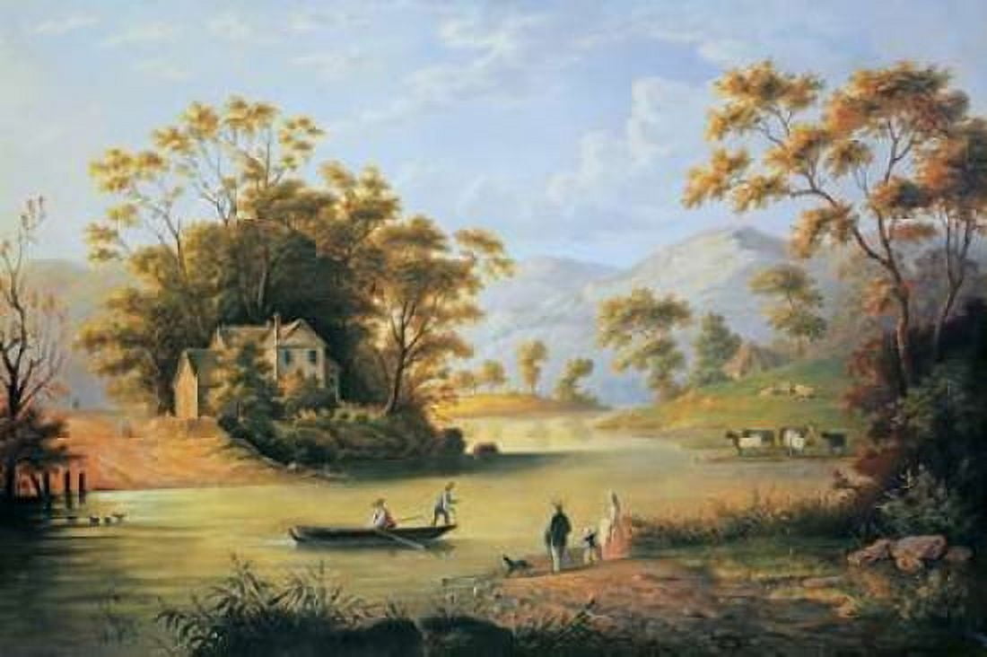 Boating On The Hudson Canvas Art - John Woodhouse Audubon (12 x 18)
