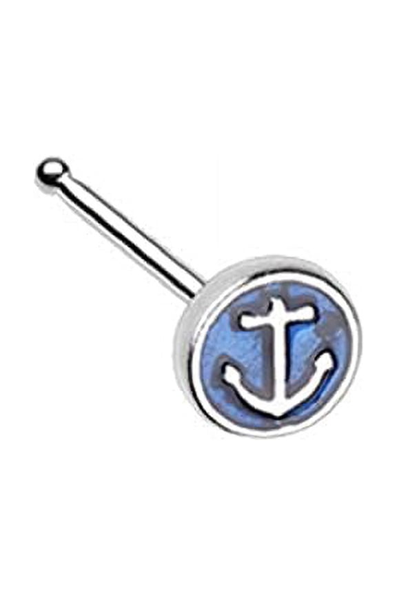 Boating Sailing Anchor Inlay Nose Stud Ring