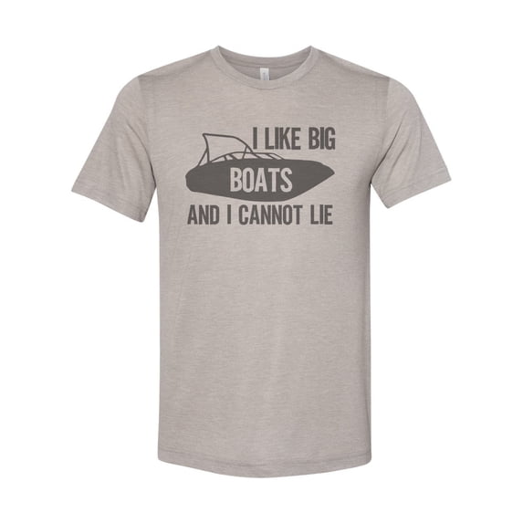 "Boating Shirt, I Like Big Boats And I Cannot Lie, Unisex, Sublimation T, Boating Apparel, Lake Shirt, Lake Tee, Summer Shirt, Gift For Him, Heather Stone, SMALL"