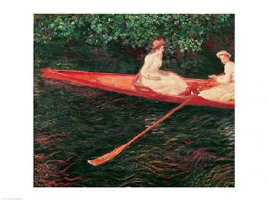 Boating on the Epte c1890 Canvas Art - Claude Monet (24 x 18)