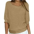 thumbnail image 1 of Boatneck Sweaters for Women Cable Knit Winter Warm 3/4 Sleeve Shirts Women’s Plus Solid Pullover Sweaters Tunic Tops, 1 of 6