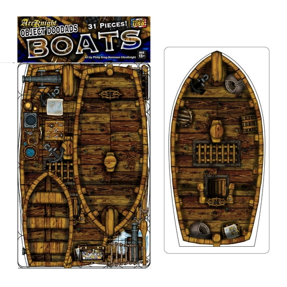 Boats - 30pc Double-Sided Boat & Terrain Pieces for Starters & Masters Alike - Roleplaying Objects for Dungeons & Dragons - Immersive Map Accessories for DnD 5E, Pathfinder & Warhammer RPGs