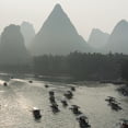 thumbnail image 1 of Boats Along The Li River At Sunset; Guilin, Guangxi, China Poster Print (15 x 15), 1 of 2