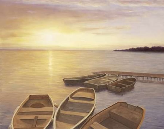 Boats At Dock Canvas Art - Diane Romanello (22 x 28)