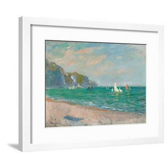 Boats Below the Pourville Cliffs; Bateaux Devant Les Falaises De Pourville, 1882, Scenic Seasons Framed Art Print Wall Art by Claude Monet Sold by Art.Com