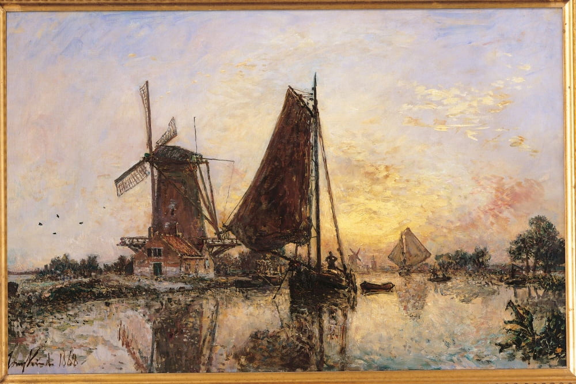 Boats By The Mill Canvas Art - (36 x 24)