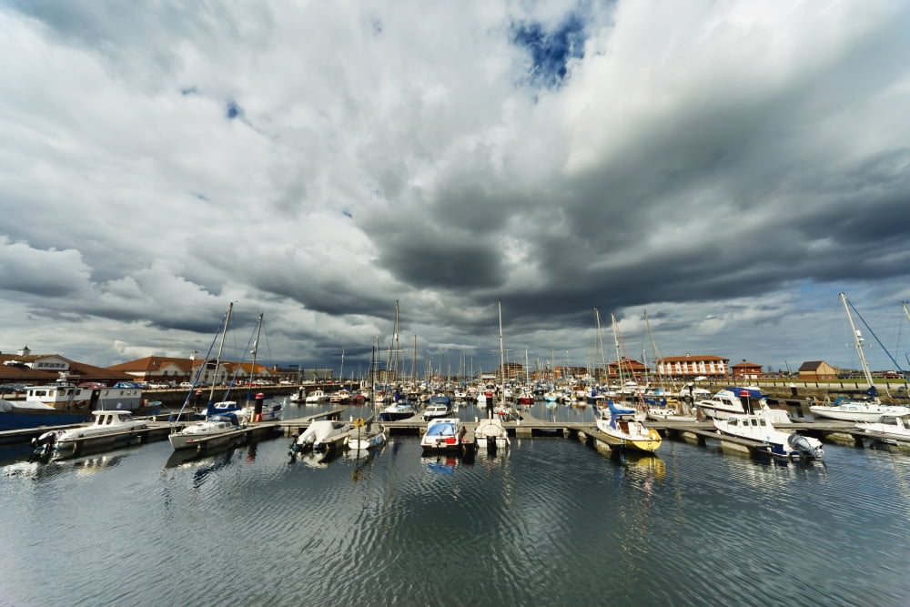 Boats In A Harbor Hartlepool Durnham England Canvas Art - John Short Design Pics (19 x 12)