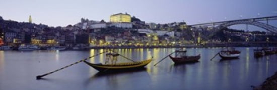 Boats In A River Douro River Porto Portugal Canvas Art - Panoramic Images (36 x 12)