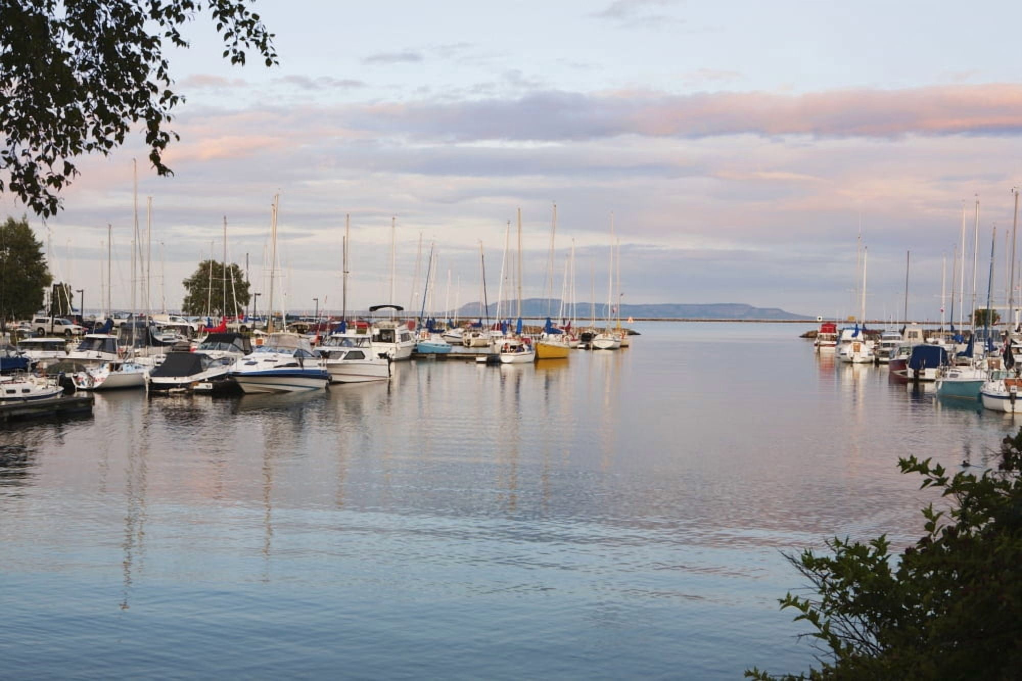 Boats In The Harbour At Sunset Thunder Bay Ontario Canada Canvas Art - Susan Dykstra  Design Pics (38 x 24)