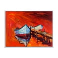 thumbnail image 1 of Boats Near Coastal Town Resting On The Water IV 32 in x 16 in Framed Painting Canvas Art Print, by Designart, 1 of 5