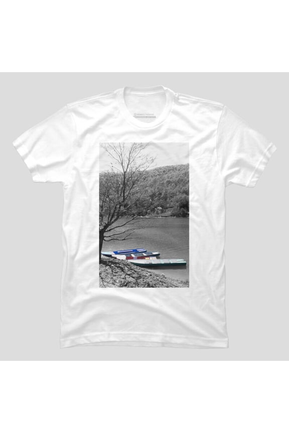 Boats On The River Minimalist Nature Graphic T-shirt M2981480, Up to Size 5XL