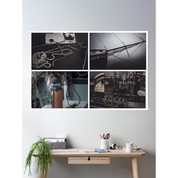 Boats & Rope Poster Wall Art, Modern Wall Decor For Living Room Bedroom, 24x36 UNFRAMED