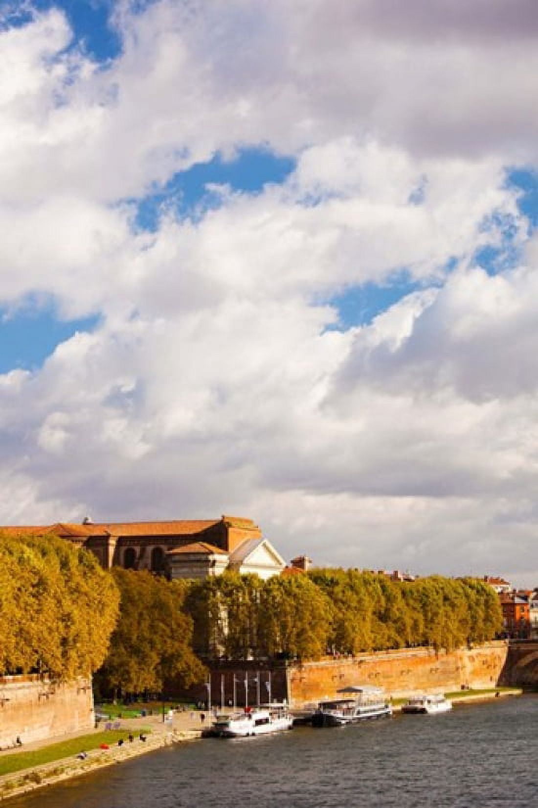 Boats at Quai de la Daurade Toulouse Haute-Garonne Midi-Pyrenees France Canvas Art - Panoramic Images (24 x 36)
