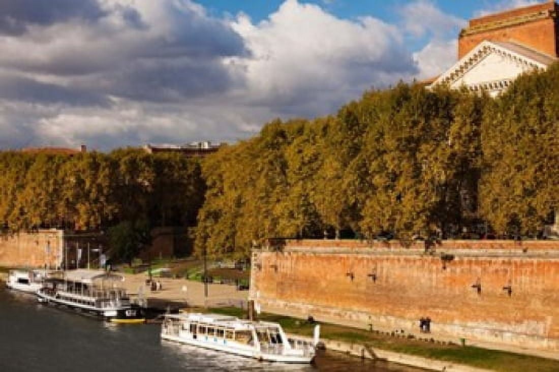 Boats at Quai de la Daurade Toulouse Haute-Garonne Midi-Pyrenees France Canvas Art - Panoramic Images (36 x 24)