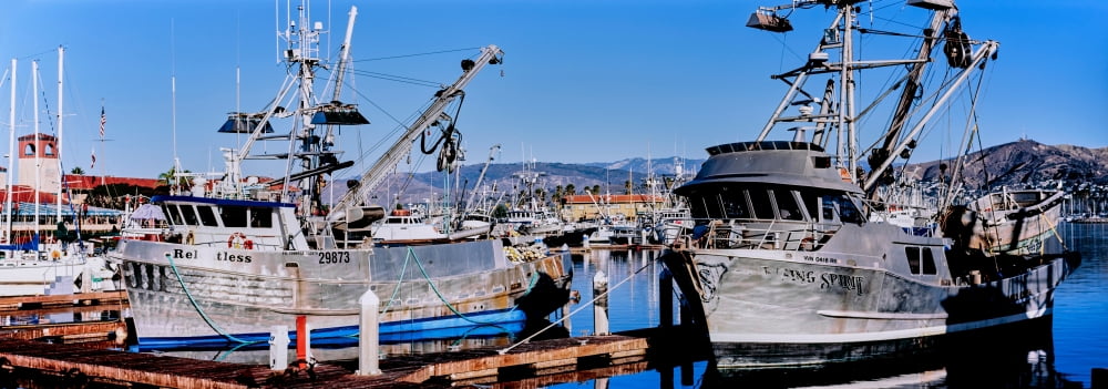 Boats at Ventura Harbor Ventura California USA Canvas Art - Panoramic Images (13 x 36)