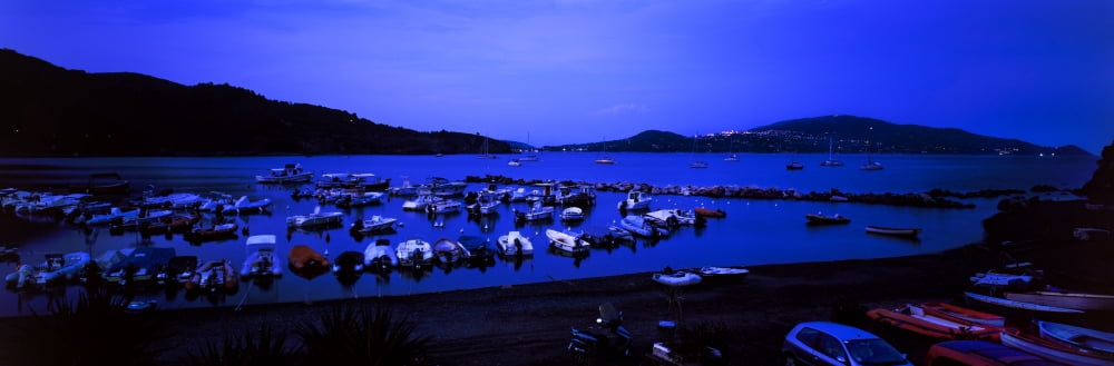 Boats at a harbor Capoliveri Lacona Island of Elba Tuscany Italy Canvas Art - Panoramic Images (27 x 9)