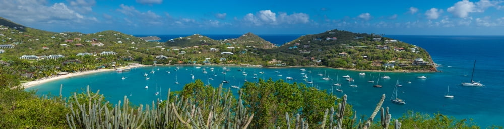 Boats at a harbor Great Cruz Bay St John US Virgin Islands Canvas Art - Panoramic Images (27 x 9)
