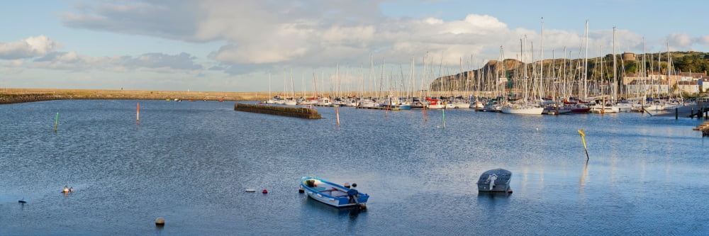 Boats at a harbor Howth Dublin Bay Dublin Leinster Province Republic of Ireland Canvas Art - Panoramic Images (12 x 36)