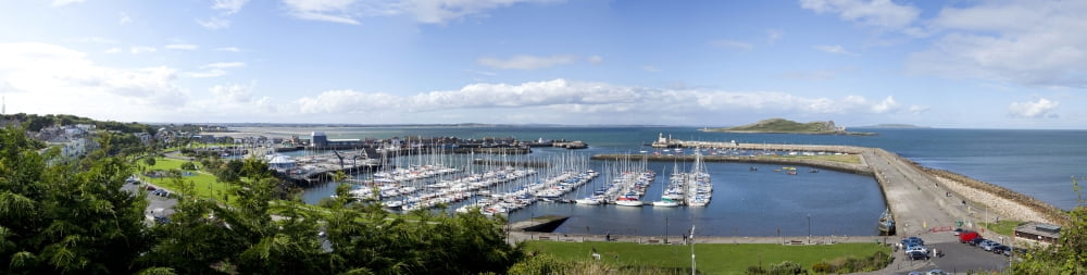 Boats at a harbor Howth Dublin Bay Dublin Leinster Province Republic of Ireland Canvas Art - Panoramic Images (36 x 12)