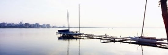 Boats at a harbor Lake Monona Madison Dane County Wisconsin USA Canvas Art - Panoramic Images (36 x 12)