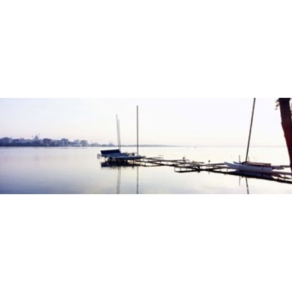 Boats at a harbor Lake Monona Madison Dane County Wisconsin USA Canvas Art - Panoramic Images (36 x 12)