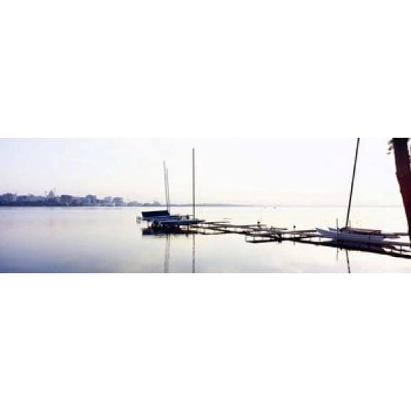 Boats at a harbor, Lake Monona, Madison, Dane County, Wisconsin, USA Poster Print (18 x 6)
